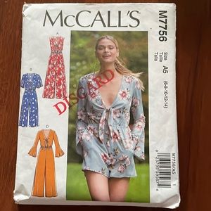 2/$15 McCall’s Sewing Pattern M7756 6-14